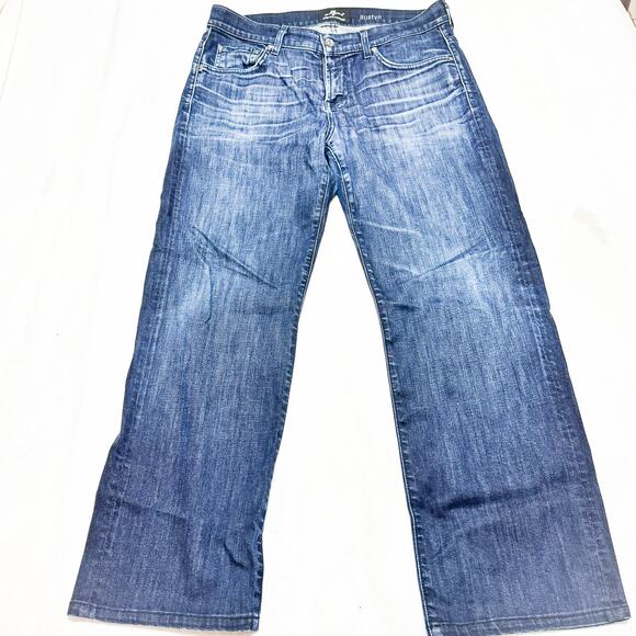 7 For All Mankind Men's Austyn Dark Wash Denim Jeans Zip Fly Size 34 - Picture 2 of 8